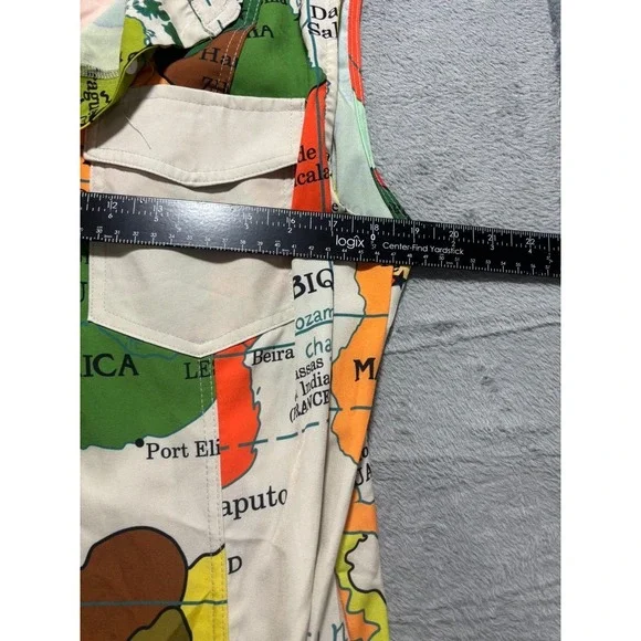 XPluswear Map Print Dress Women XL Multicolor Sleeveless Button Front Shirt - Picture 6 of 11